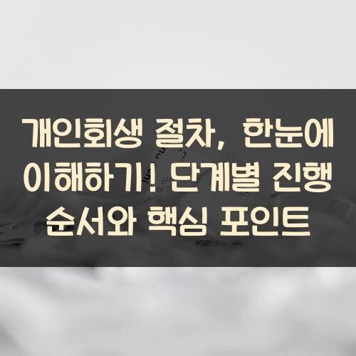 개인회생 절차, 한눈에 이해하기! 단계별 진행 순서와 핵심 포인트