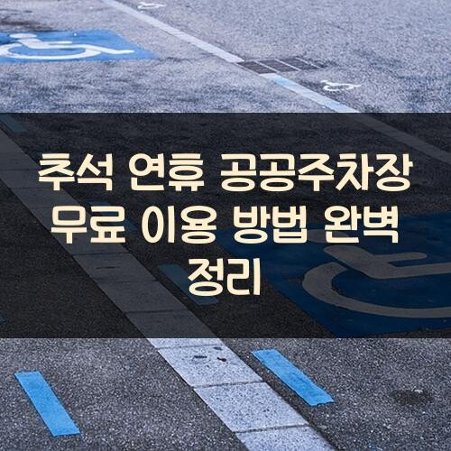추석 연휴 공공주차장 무료 이용 방법 완벽 정리