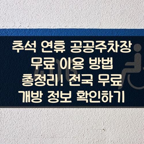추석 연휴 공공주차장 무료 이용 방법 총정리! 전국 무료 개방 정보 확인하기