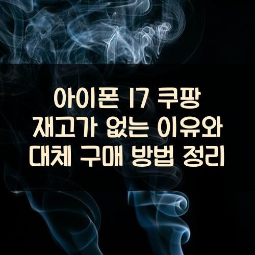 아이폰 17 쿠팡 재고가 없는 이유와 대체 구매 방법 정리