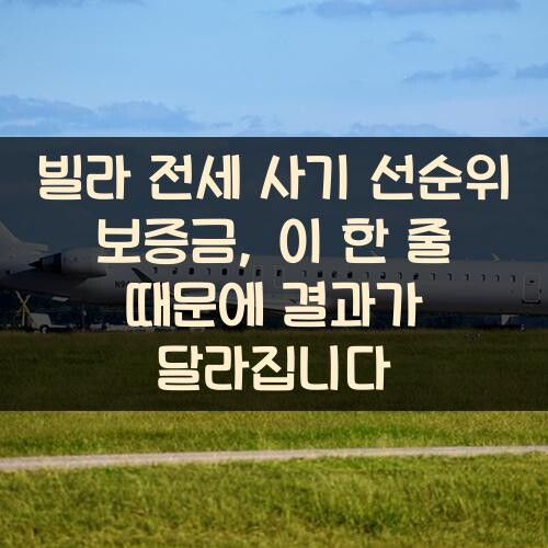 빌라 전세 사기 선순위 보증금, 이 한 줄 때문에 결과가 달라집니다