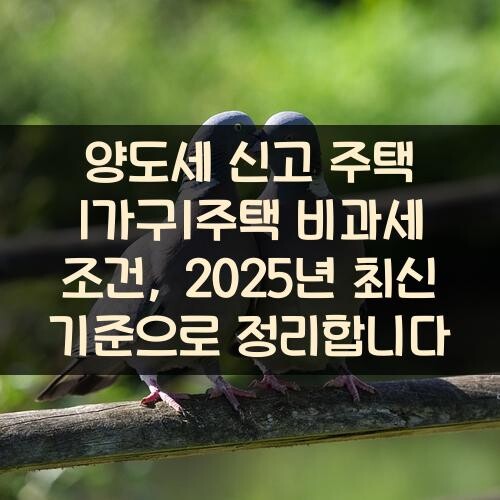 양도세 신고 주택 1가구1주택 비과세 조건, 2025년 최신 기준으로 정리합니다