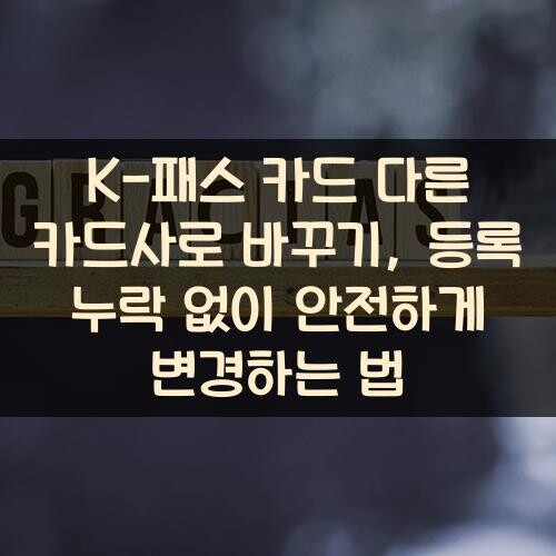 K-패스 카드 다른 카드사로 바꾸기, 등록 누락 없이 안전하게 변경하는 법