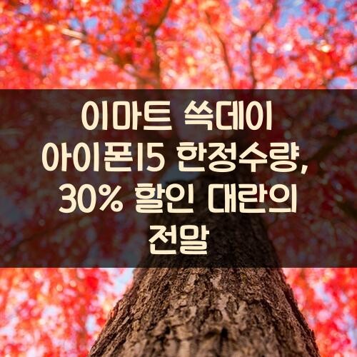 이마트 쓱데이 아이폰15 한정수량, 30% 할인 대란의 전말