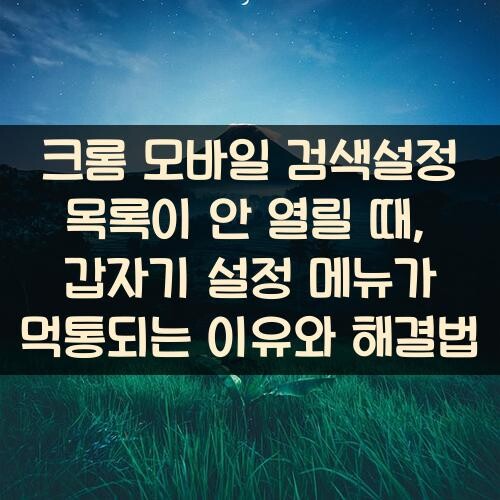 크롬 모바일 검색설정 목록이 안 열릴 때, 갑자기 설정 메뉴가 먹통되는 이유와 해결법