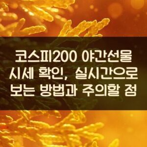 코스피200 야간선물 시세 확인, 실시간으로 보는 방법과 주의할 점 코스피200 야간선물 시세 확인, 실시간으로 보는 방법과 주의할 점