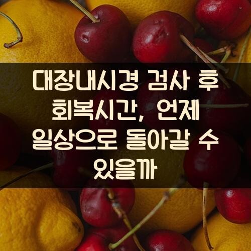 대장내시경 검사 후 회복시간, 언제 일상으로 돌아갈 수 있을까
