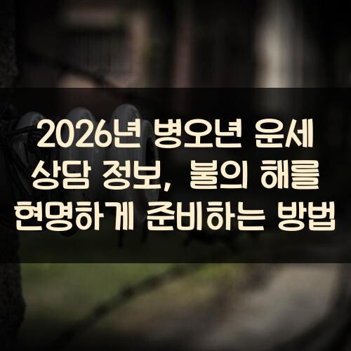 2026년 병오년 운세 상담 정보, 불의 해를 현명하게 준비하는 방법