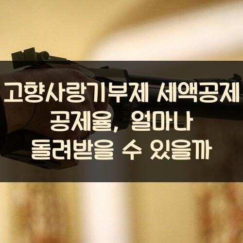 고향사랑기부제 세액공제 공제율, 얼마나 돌려받을 수 있을까