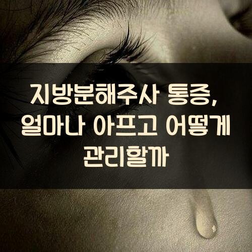 지방분해주사 통증, 얼마나 아프고 어떻게 관리할까